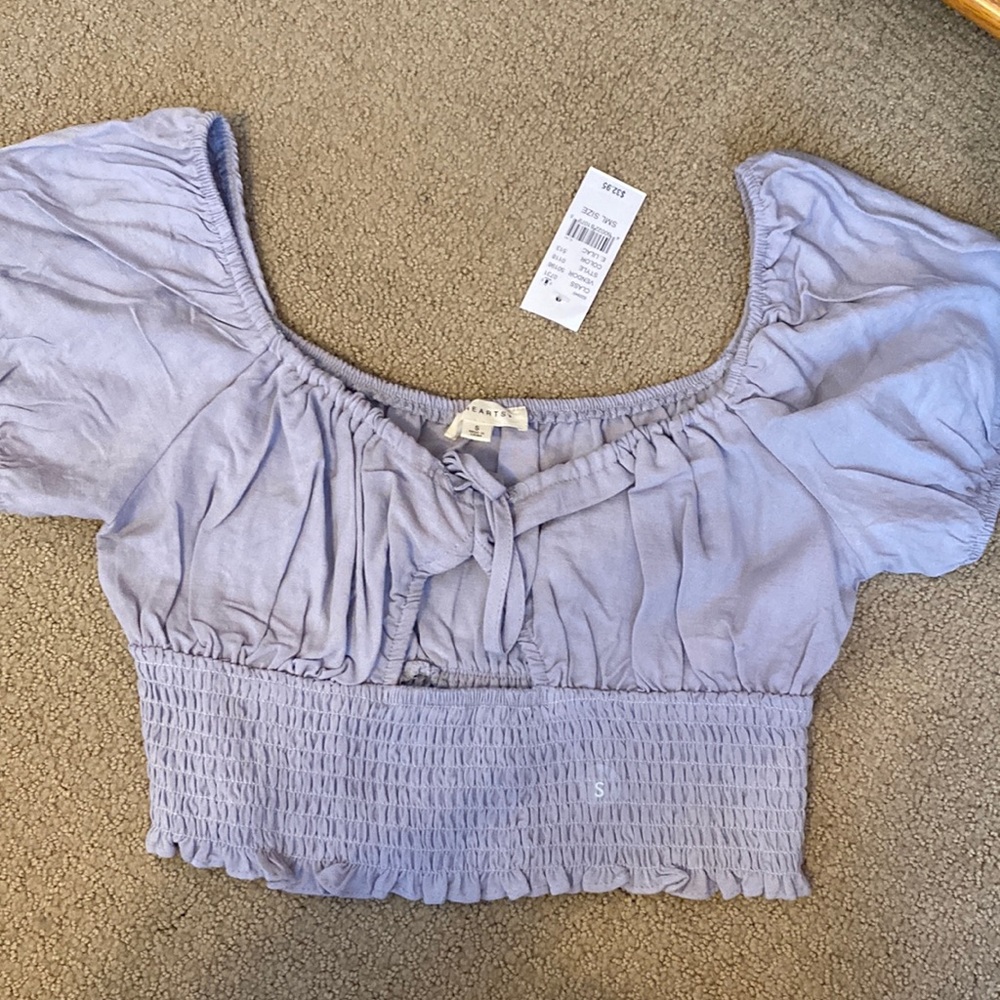 Pacsun LA hearts lavender crop ruched top